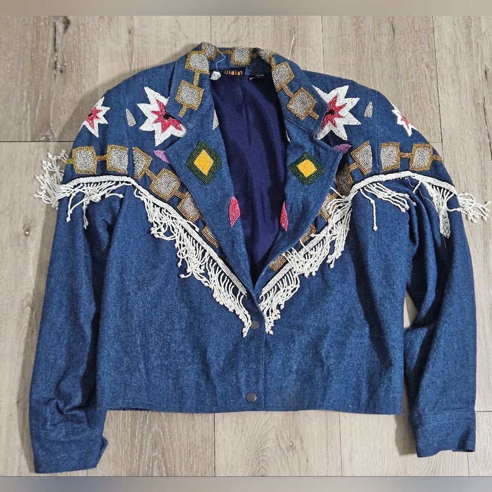 Vintage Modi Denim  Sequined Jacket Size P 2-4